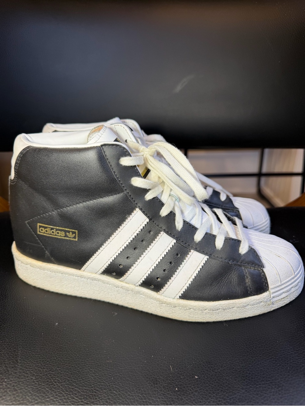Adidas Superstar Up Wedge Men’s 9 US Shoes Core Black/ White/ Gold